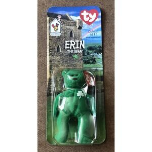 Vintage 1999 TY Beanie Baby Erin The Bear Plush Toy McDonald’s Sealed Rare Error